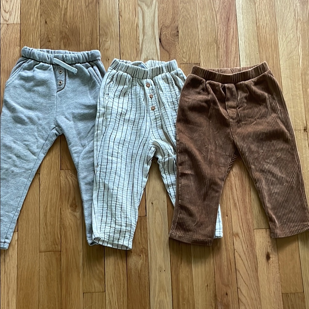 Zara Kids Bottoms Set - Gray, Cream, and Brown